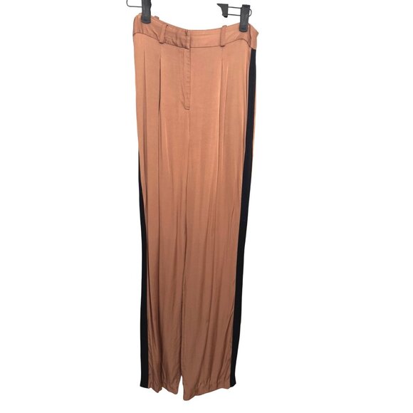 EUC Zara Tan Wide Leg Pants with Black Stripes - Picture 1 of 12